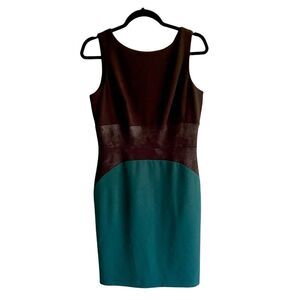 DONNA RICCO New York Sleeveless Sheath Knee Length Mini Dress Black Green 6